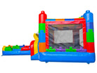 Left Side View of 4in1 Commercial Crossover Blocks Inflatable Combo Wet/Dry - HullaBalloo Sales