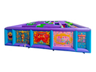 Side View of Fun Carnival Maze Inflatable with colorful circus graphics - HullaBalloo Sales