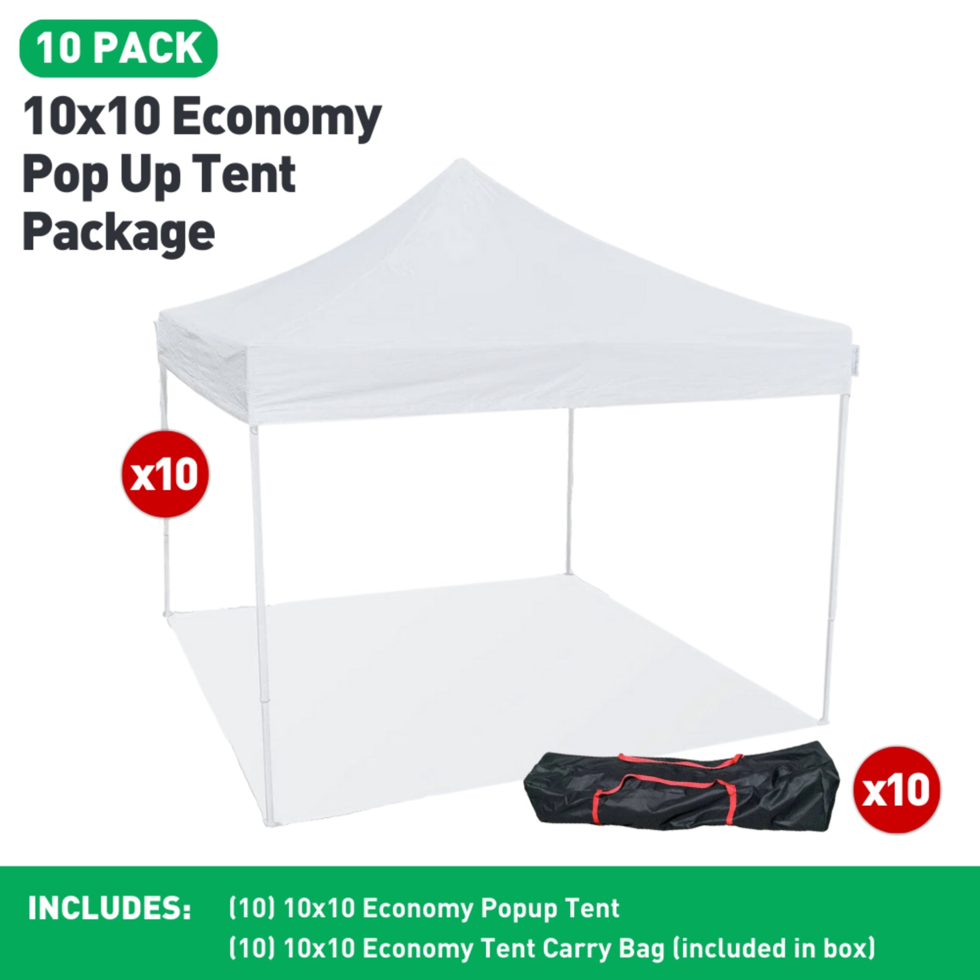 Economy Pop Up Tent Package Deal - 10 Pack - HullaBalloo Sales