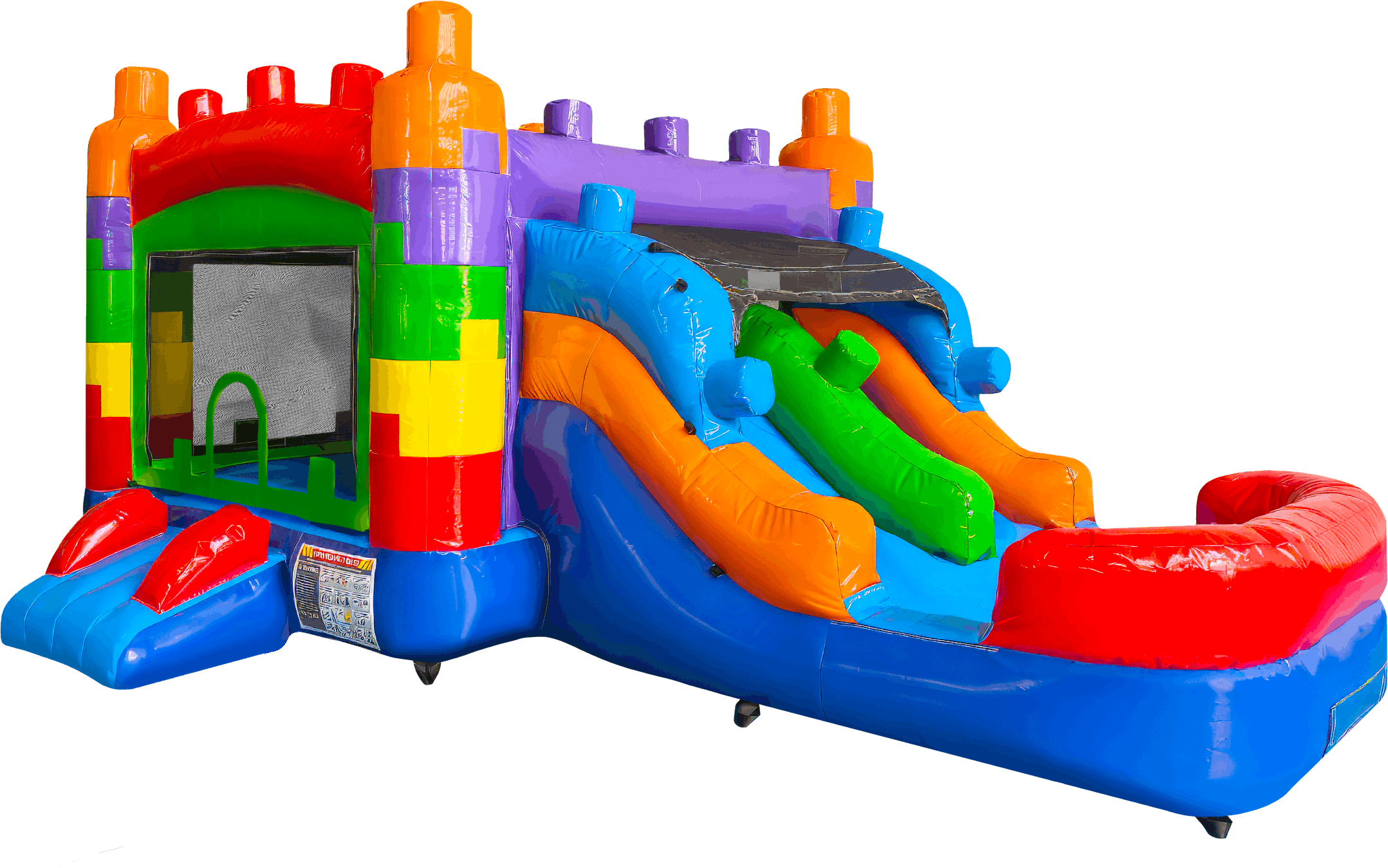 Front Left View of Mini Blocks Bounce and Slide Wet/Dry - HullaBalloo Sales