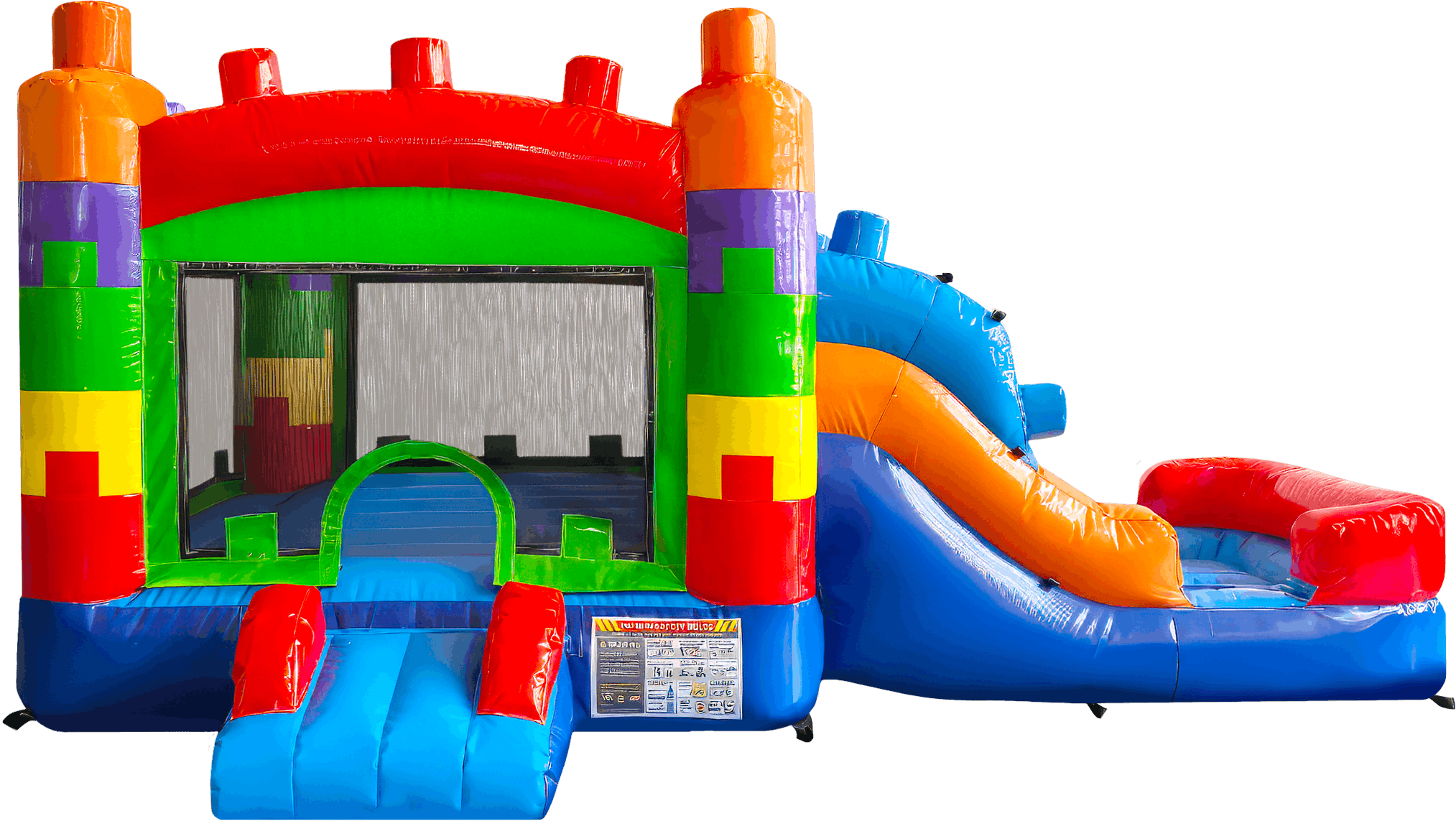 Front View of Mini Blocks Bounce House and Slide Wet/Dry - HullaBalloo Sales