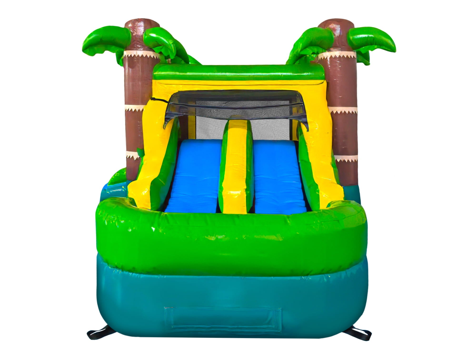 Dual Lane Slide View of Mini Tropical Bounce and Slide Wet/Dry - HullaBalloo Sales