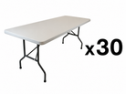 White folding table with black text 'x30' on a white background