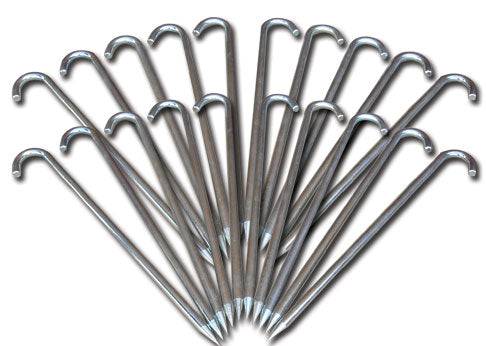 tent stakes metal 18 Inch Stakes 20 Pack, Heavy-Duty Steel with 2