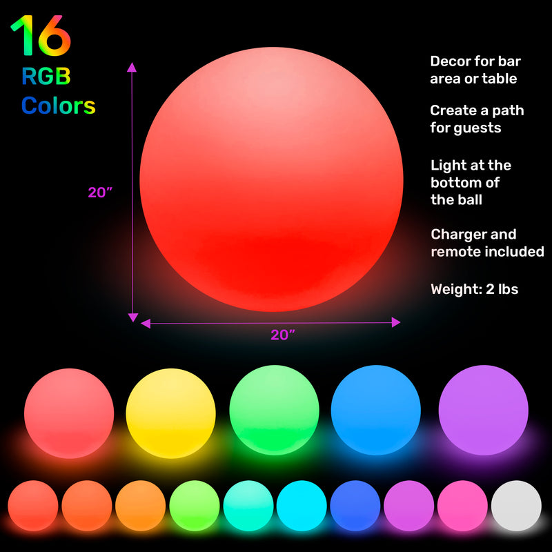 LED Ball 20" - HullaBalloo Sales